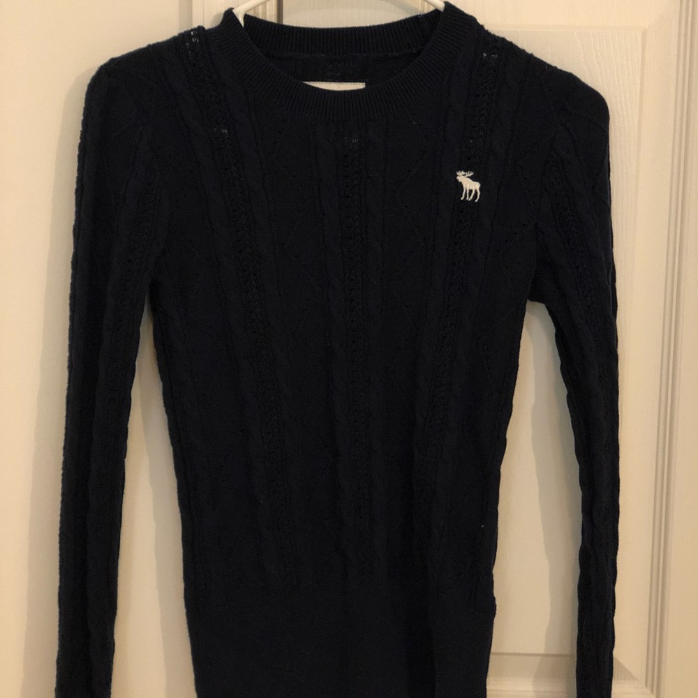 abercrombie & fitch navy knit sweater